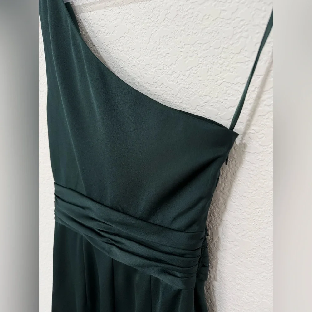 Ted Baker Zaaraa One-Shoulder Satin Draped Sheath Cocktail Dress Deep Green - Picture 9 of 13